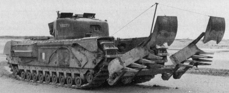 Танк Mk-IV «Churchill» с минным тралом «Mine Plough»