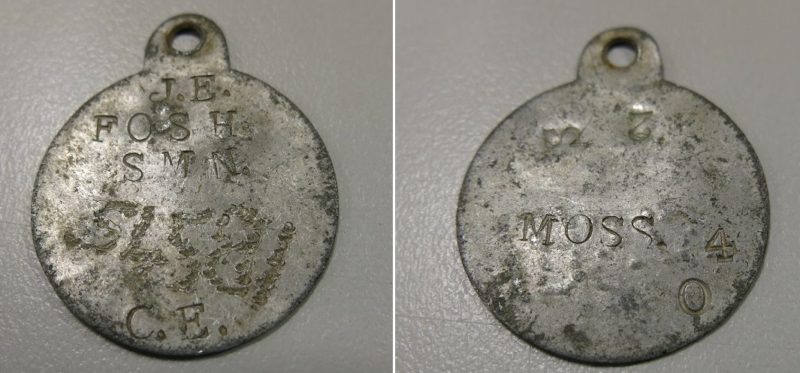 Жестяные и алюминиевые жетоны времен Первой мировой войны с добавленными данными в период Второй мировой.