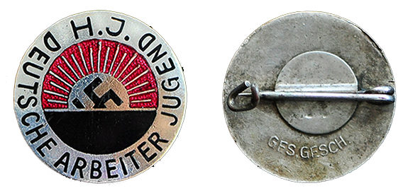 Аверс и реверс знака членства в Гитлерюгенде в 1931-1933 годы.