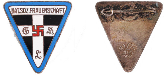 Аверс и реверс знака члена NSF уровня местного штаба периода 1934-1938 годов.