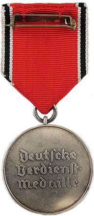 Реверс Немецкой медали за заслуги Ордена немецкого Орла в серебре.