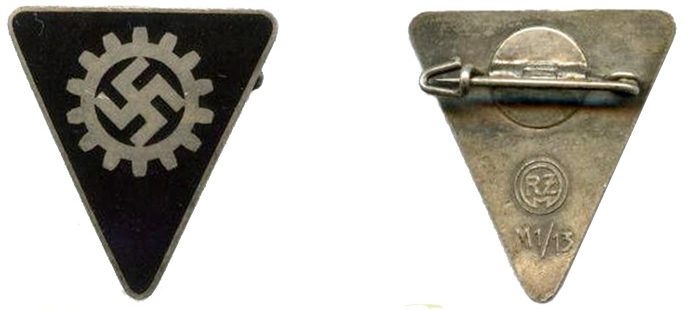 Аверс и реверс членского знака DAF периода 1933-1945 годов.