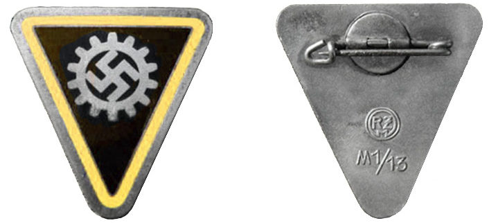 Аверс и реверс знака DAF руководителя уровня рейха периода 1933-1945 годов.