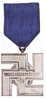 Реверс медали за 12 лет службы в СС.