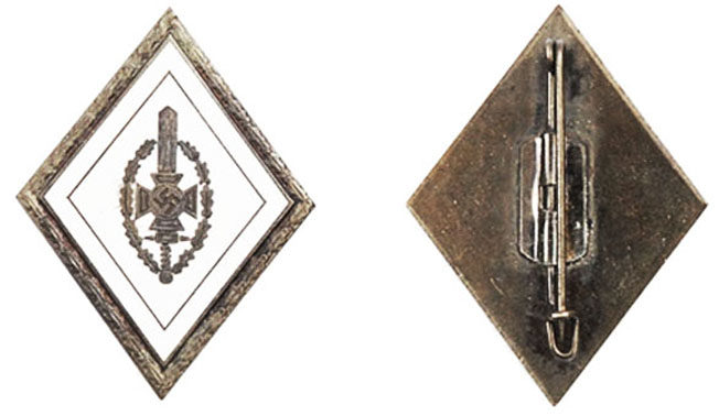 Аверс и реверс серебряного наградного знака NSKOV уровня округа. 