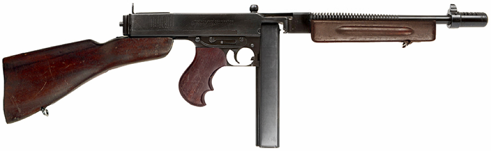 Пистолет-пулемет Thompson M-1928A1 с рожковым магазином на 30 патронов
