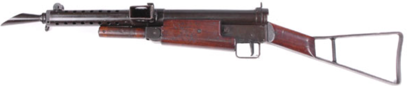 Пистолет-пулемет STEN Mk-I со сложенной передней ручкой