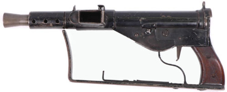 Пистолет-пулемет STEN Mk-IVА со сложенным плечевым упором