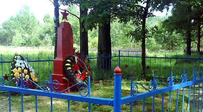 д. Туховичи Ляховичского р-на. Братская могила партизан на сельском кладбище.