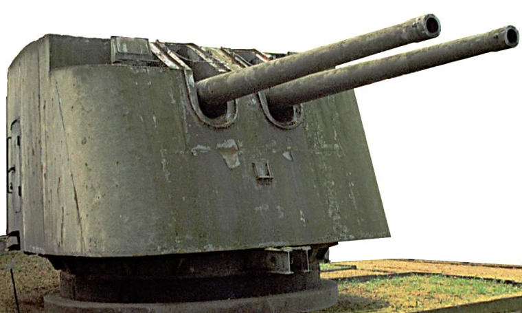 Орудие Б-13 обр. 1935 г. в береговой обороне. Двухорудийная башня.