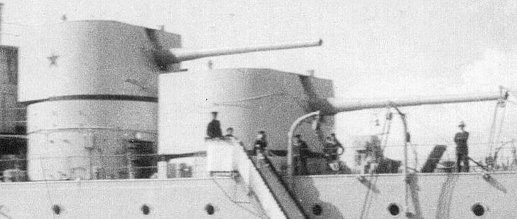 Корабельное орудие «Б-1-К» в башне MK-1-180, установленной на крейсере «Красный Кавказ».