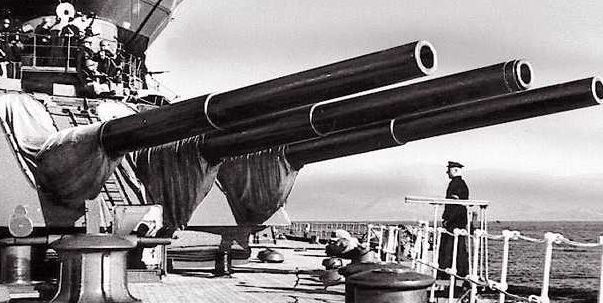 Корабельное орудие 12"/52 в трехорудийной башне МК-3-12