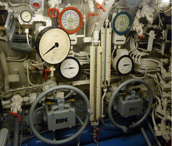 Пост управления балластом и погружением подводной лодки «U-995»