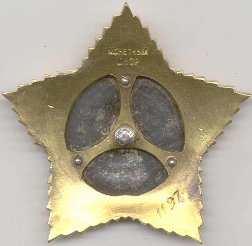 Реверс ордена Суворова II степени на штифте.