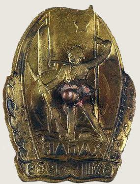 Аверс и реверс значок «Участник Хасанских боев».