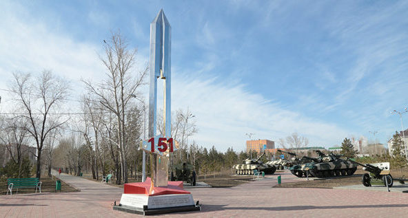 г. Костанай. Стела, посвященная 151-й костанайской дивизии была установлена к 70-летию Победы в городском парке.