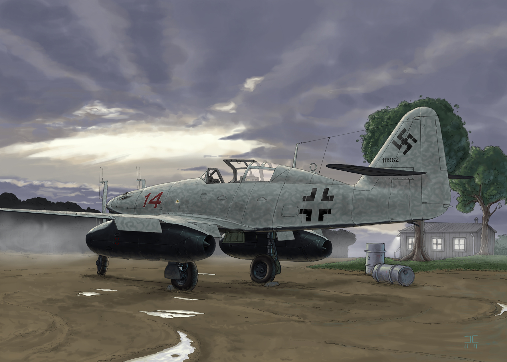 Camp Julien. Реактивный истребитель Me-262 Nachtjager.
