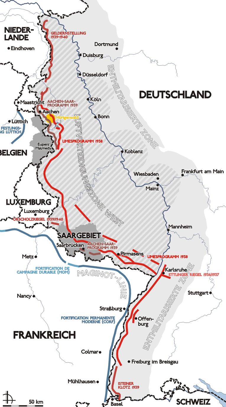Карта-схема линии Зигфрида.