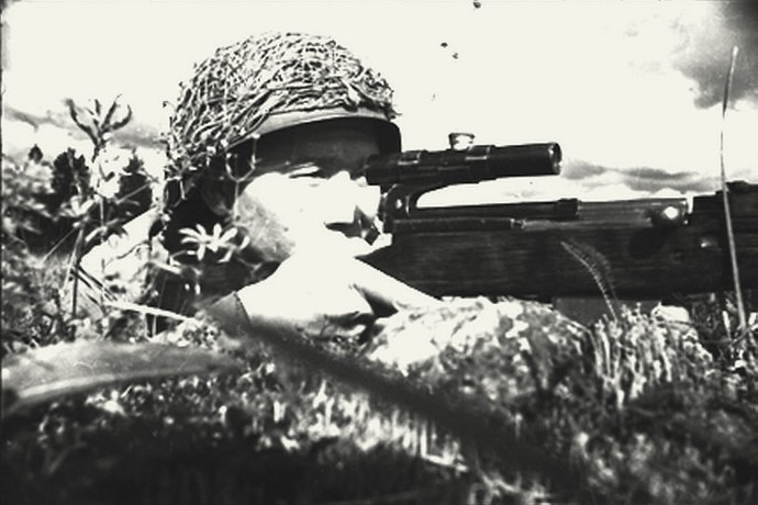 Снайпер Абдыбеков Тулеугали Насырханович. Одержал 397 побед.