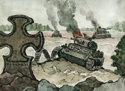 Базуев Денис. Немецкие танки, подбитые под Молосковицами. Август 1941 г.