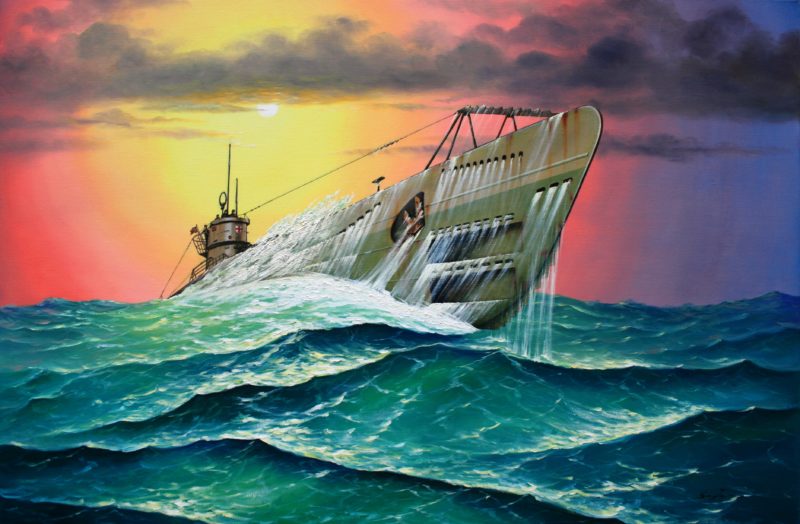 Бекиров Сеяр. Подлодка «U-571» в бурном море.