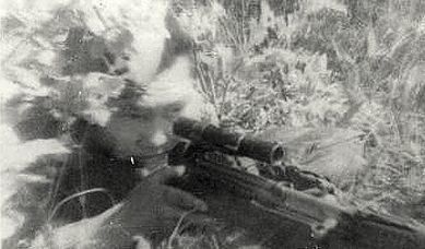 Снайпер старшина Д. Гуляев. Западный фронт. 1942 г.