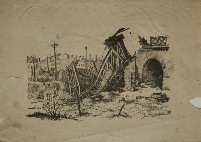Боровская Анна. Взорванный мост через реку Орлик. 1943 г.
