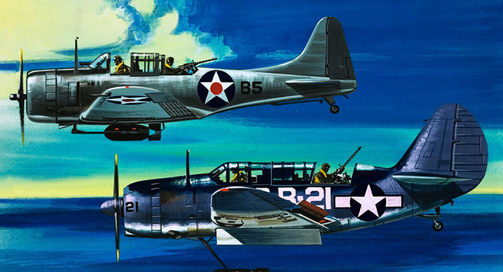 Hardy Wilf. Истребители Douglas Dauntless и Curtiss Helldiver.