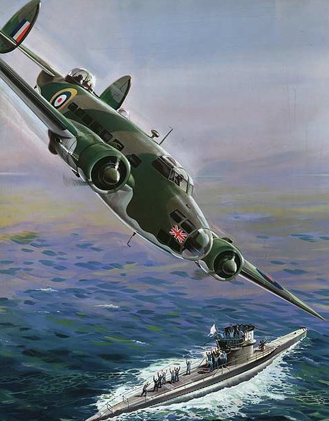 Krogman W. Британский «Lockheed Hudson» атакует немецкую подлодку «U-570».
