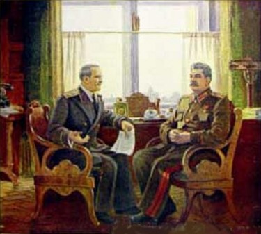 Герасимов Александр. Сталин и Молотов в Кремле.