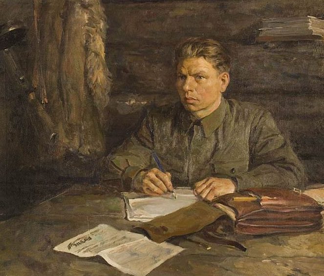 Серов Владимир. Портрет редактора партизанской газеты М.Г.Абрамова, 1942.