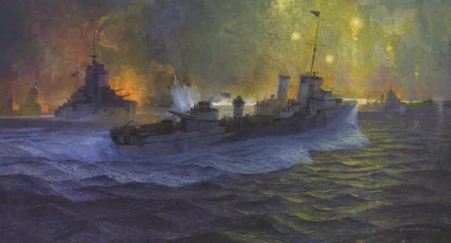 Norton Frank. Эсминцы «Stuart» и «Matapan» ведут бой с итальянским флотом.