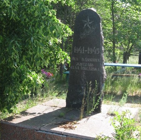 с. Лебедивка Вышгородского р-на. Памятник на сельском кладбище Героя Советского Союза Н. Н. Шолуденко, установленный в 1979 году.