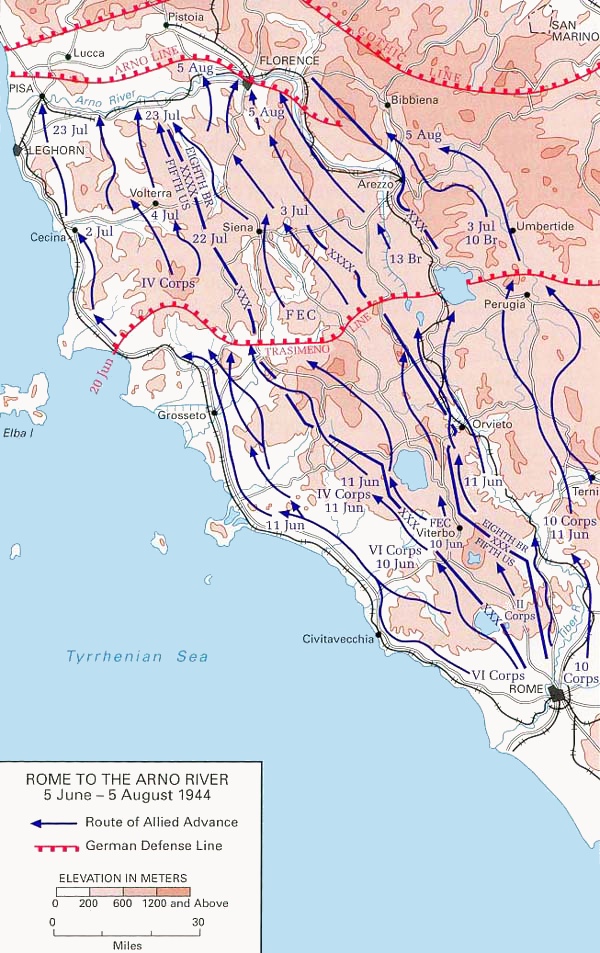 Тразименская линия и линия Арно – оборонительные линии севернее Рима