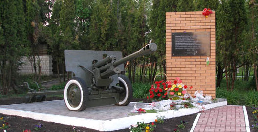 с. Новосёлки Киево-Святошинского р-на. Памятник возле школы, установленный в честь воинов 868-го артполка. 