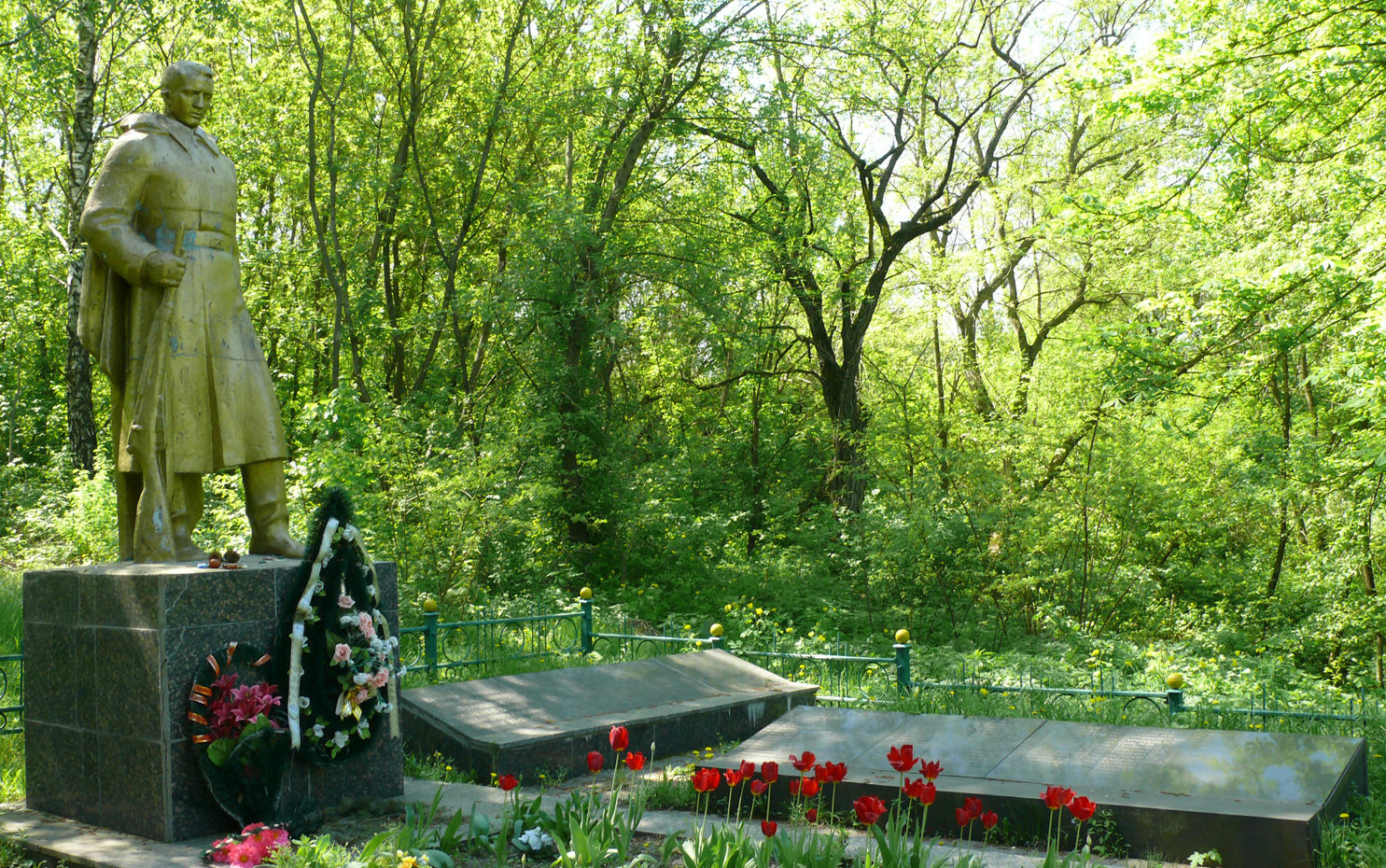 с. Ромашки Мироновского р-на. Памятник, установленный на братской могиле воинам, погибшим в 1943 году на Букринском плацдарме. 