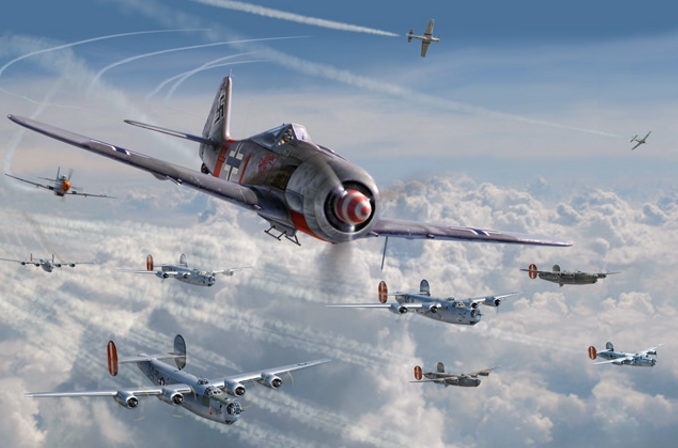 Laurier Jim. Атака истребителей Fw-190 A-8 на бомбардировщиков B-17s.