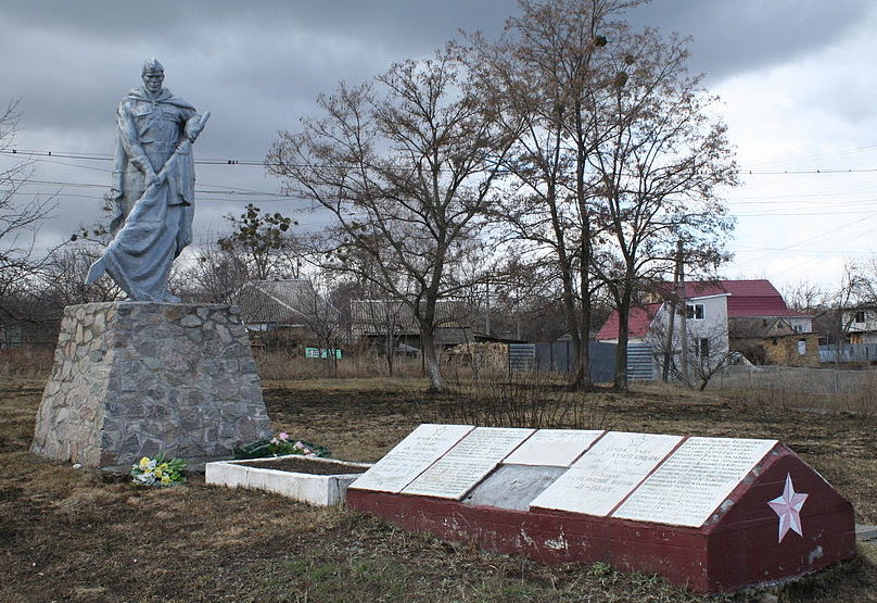 с. Халепье Обуховского р-на. Памятник у сельского совета, установленный в 1961 году на братской могиле воинов, погибших в годы войны.