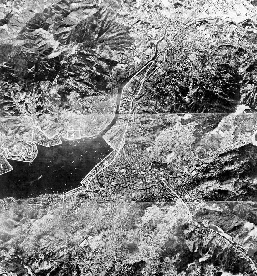 Аэрофотосъемка Нагасаки, сделанная за четыре дня до бомбардировки. Август 1945 г.