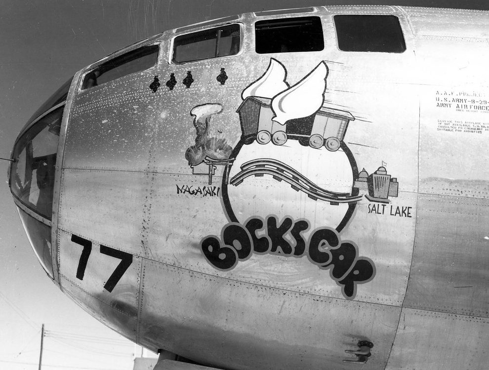  Рисунок на носу бомбардировщика, нанесенный после атомной бомбардировки Нагасаки. Август 1945 г.