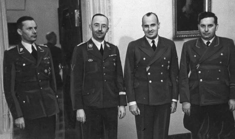 Йозеф Бюлер, Фридрих Вильгельм Крюгер, Генрих Гиммлер и Ганс Франк. 1942 г.