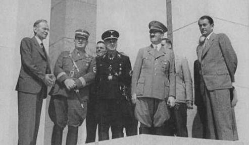 Альберт Шпеер, Иоахим Риббентроп, Гитлер. Нюрнберг. 1937 г.