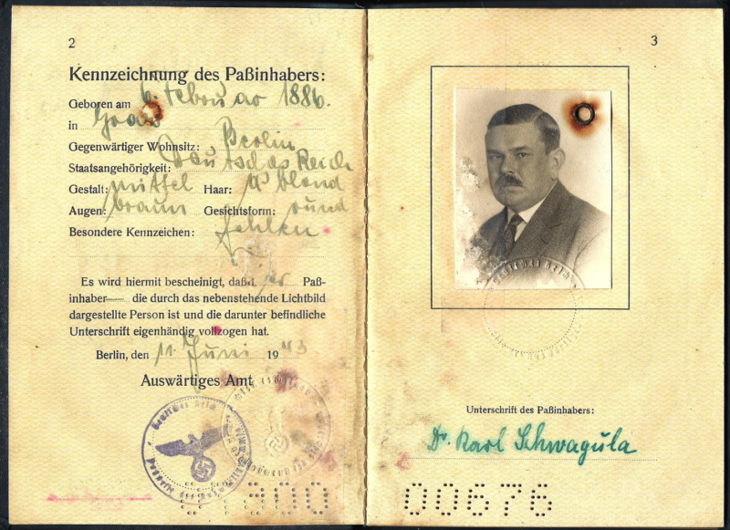 Дипломатические паспорта Германии. 1943 г.