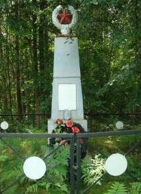 д. Грибовец Кировского р-на. Братская могила на деревенском кладбище, в которой похоронено 31 советских воин, в т.ч. 16 неизвестных, погибших в годы войны.