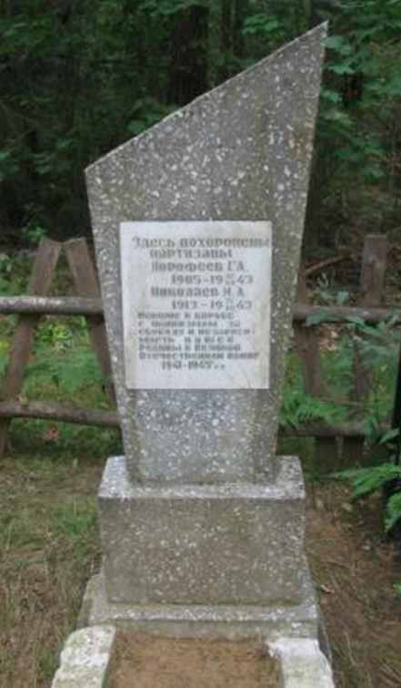 д. Николаевка Белыничского р-на. Братская могила на кладбище, в которой похоронено 2 партизана, погибших в 1943 году.