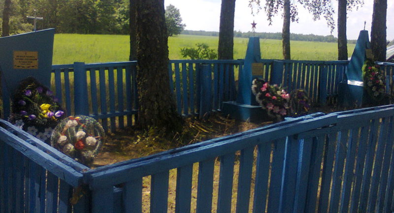 д. Новая Белица Чериковского р-на. Памятник на братской могиле, в которой похоронено 3 неизвестных советских воина.