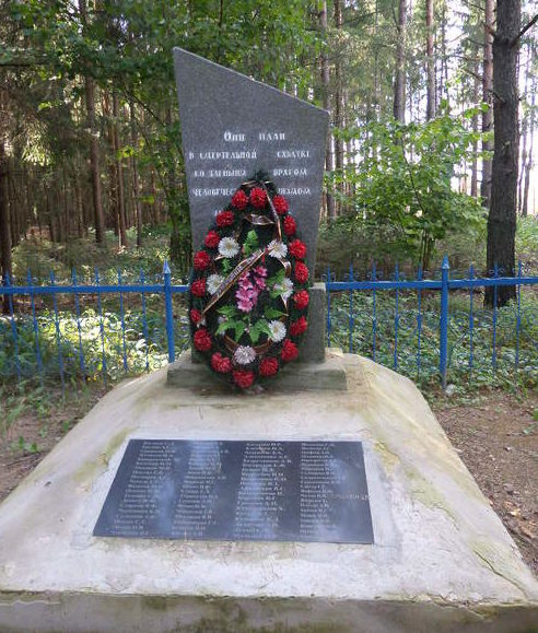 д. Загоренка Чаусского р-на. Братская могила, в которой похоронено 81 воин. 