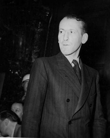 Эрнст Кальтербруннер на Нюрнберском процессе. 1946 г.