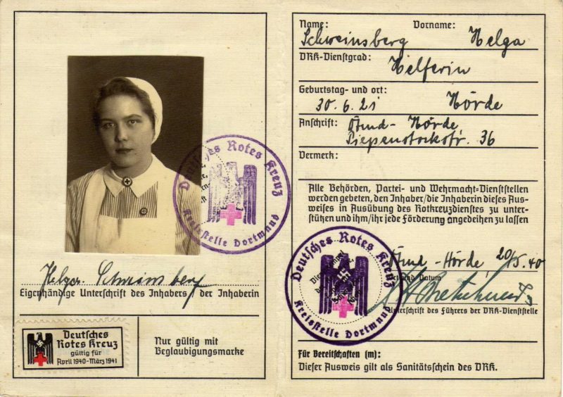 Удостоверение личности служащего Германского Красного Креста.