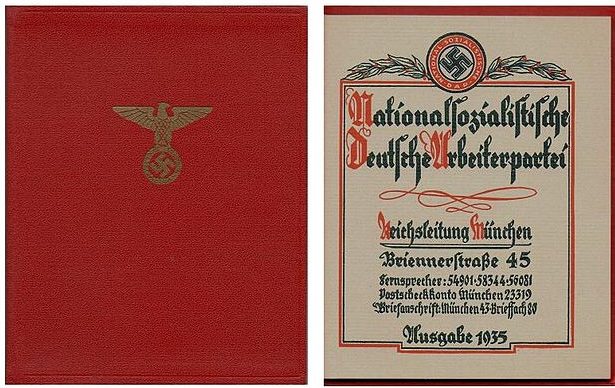 Партийные билеты Национал-социалистической немецкой рабочей партии (НСДАП). 1939 г, новый образец.